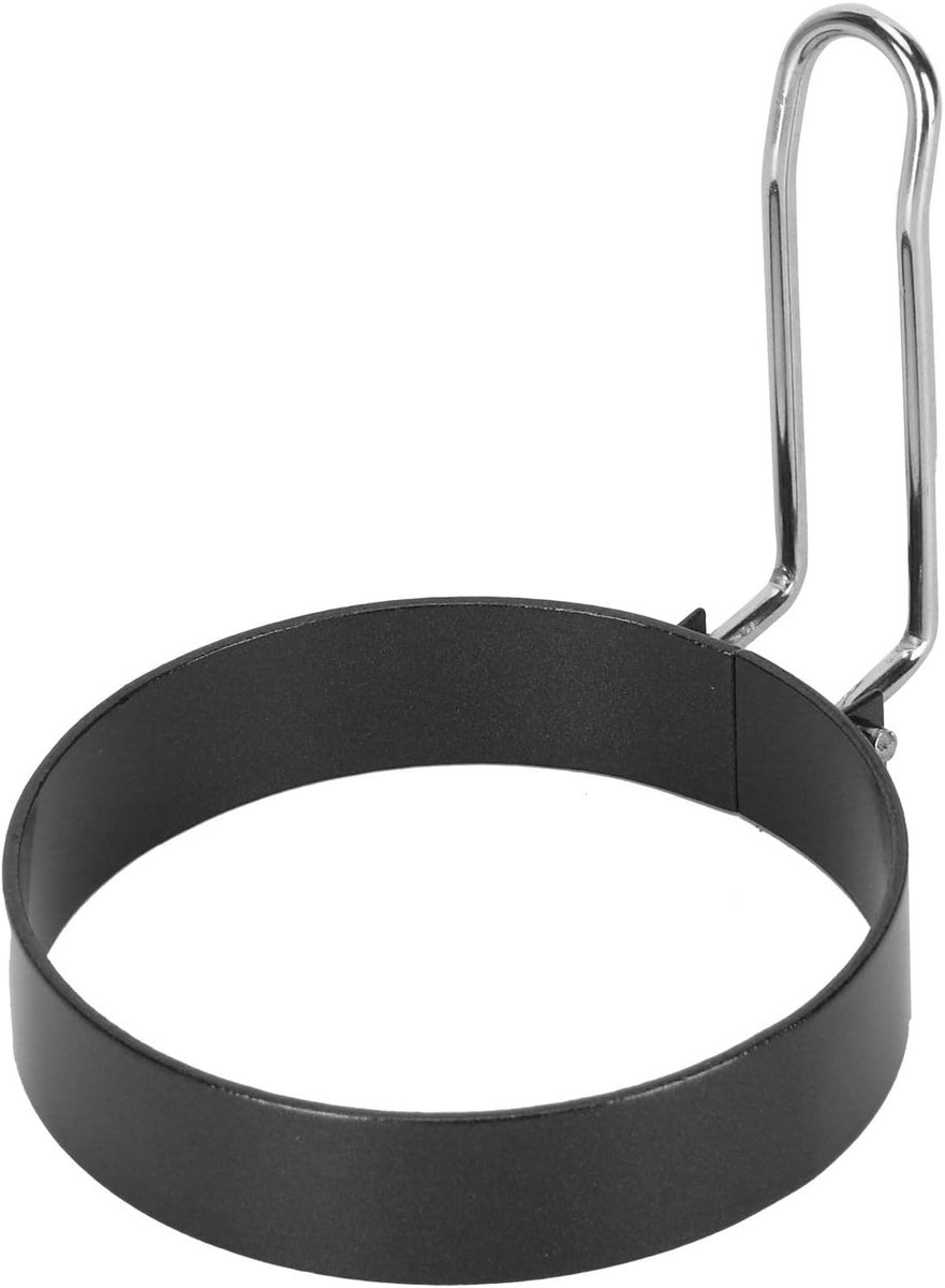 Roestvrijstalen Ei Vorm Keuken Hulp Ontbijt Maken Non-stick Coating 8.5 x 7.5 cm Zwart