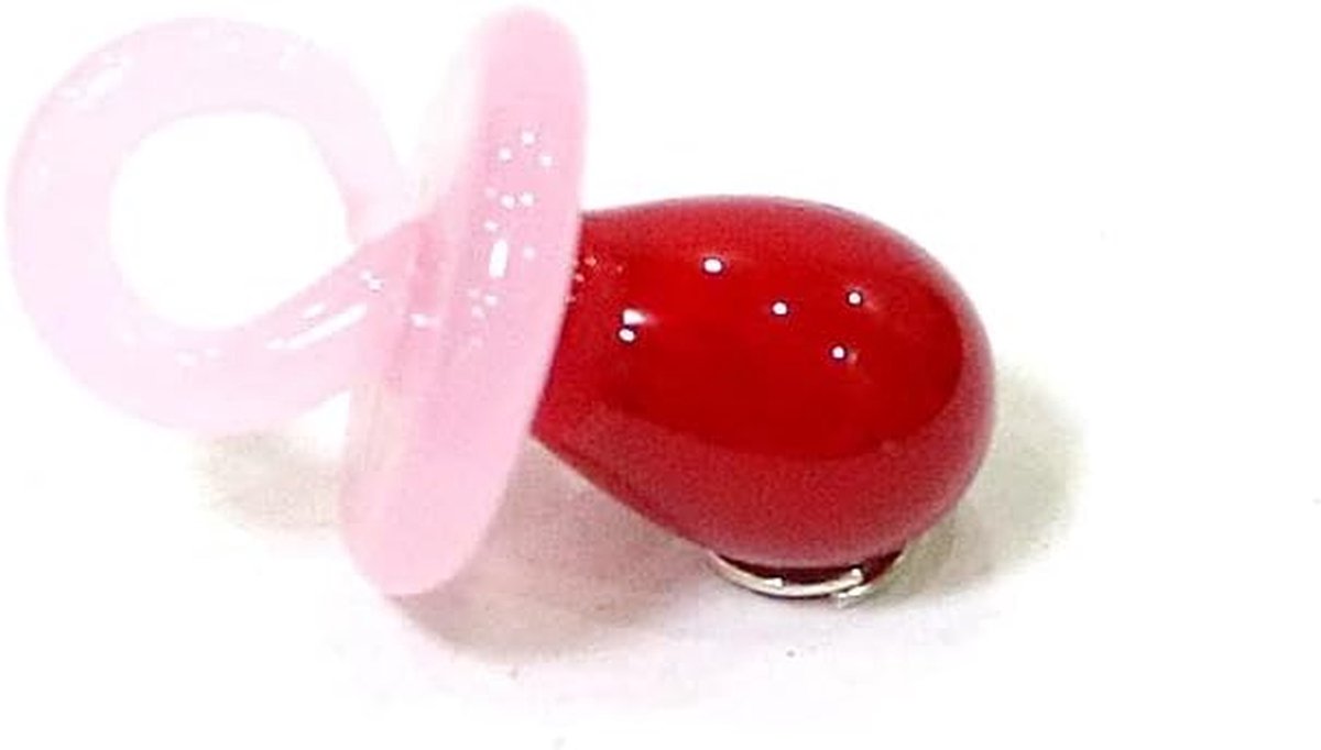 Baby Fopspeen Bedel - Glazen Hanger - Handgemaakte Decoratie - Uniek Glas Ambacht - 3.5 cm - Rood