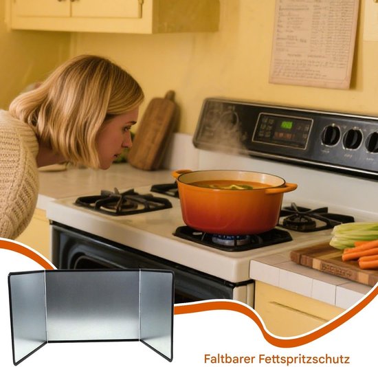 Spatdeksel Pan - Vetbord Keuken - Koken Schoonhouden - Opvouwbaar Ontwerp - 39 cm - Zilverkleurig — afbeelding 4