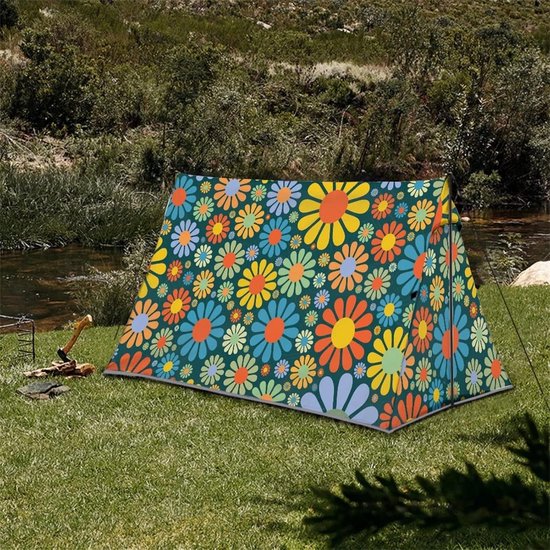Kampeertent 1-2 Persoons - Lichtgewicht Tent - Outdoor Avontuur - Waterdicht Polyester - 215x124x105cm - Bloemenprint — afbeelding 3