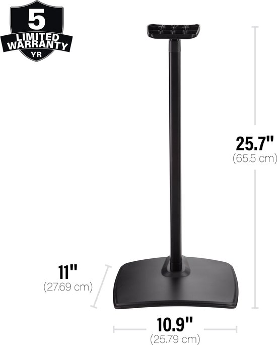 Sanus WSSE3A1-B2 adjustable speaker stand - verstelbaar in hoogte - luidsprekerstandaard - optimale luisterhoogte - kabelbeheer - geschikt voor Sonos ERA 300 - 2 stuks (paar) - Zwart van Sanus — afbeelding 3