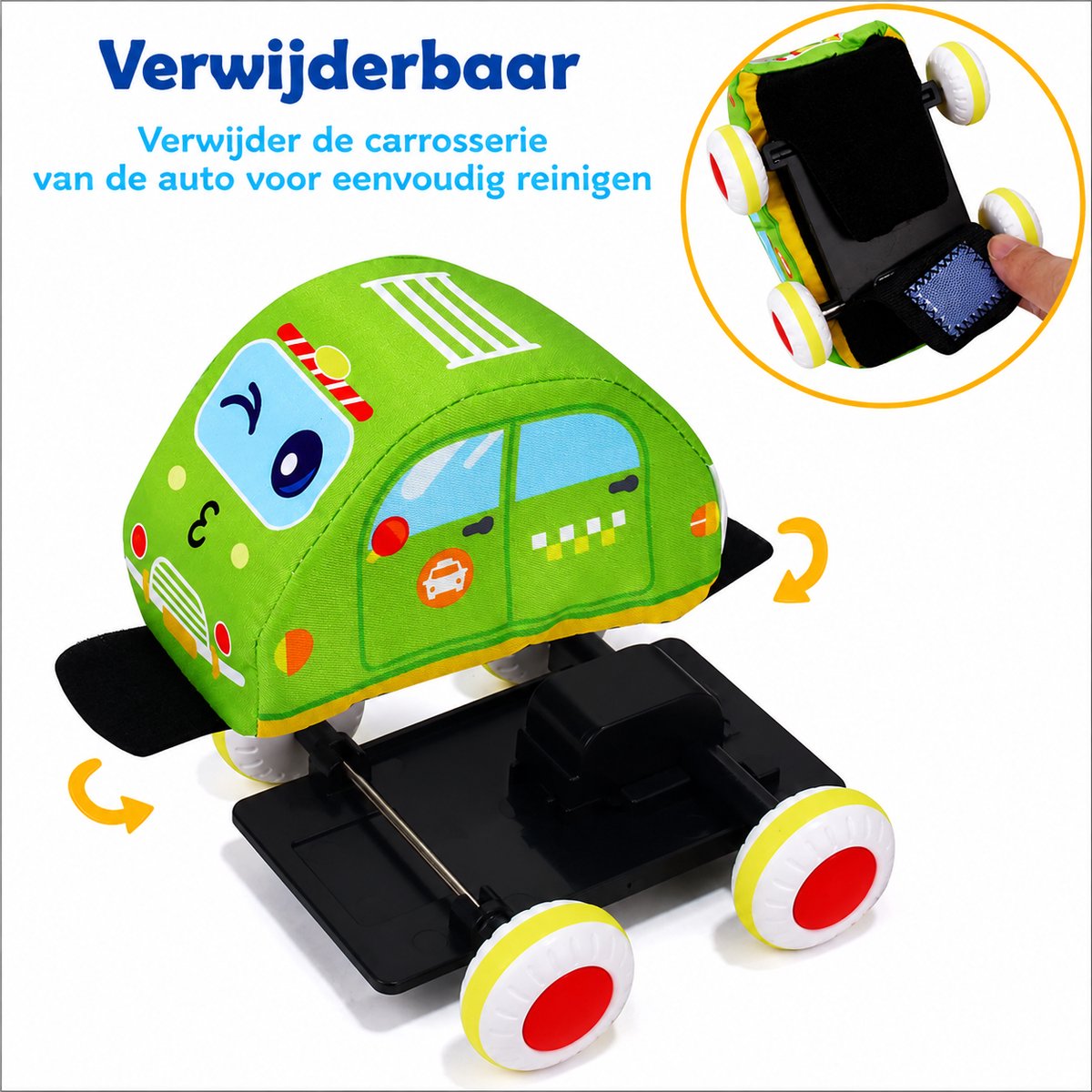 Speelmat Auto's Met Opbergtas - 4 Houten Voertuigen - Speelkleed Auto - Educatief Speelgoed - Cadeau Jongens En Meisjes Vanaf 1 Jaar — afbeelding 9