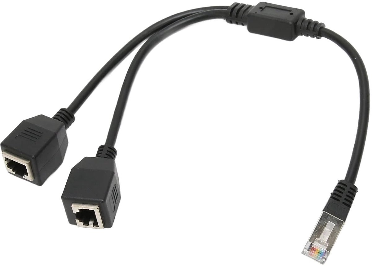Ethernet Splitter Kabel - RJ45 Adapter - Netwerk Delen - Stabiele Transmissie - 1 Meter - Zwart
