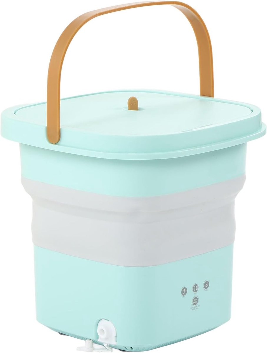 Mini Wasmachine Opvouwbare Emmer Reizen en Kamperen Geïntegreerde Afvoermand Grote Capaciteit Blauw Groen