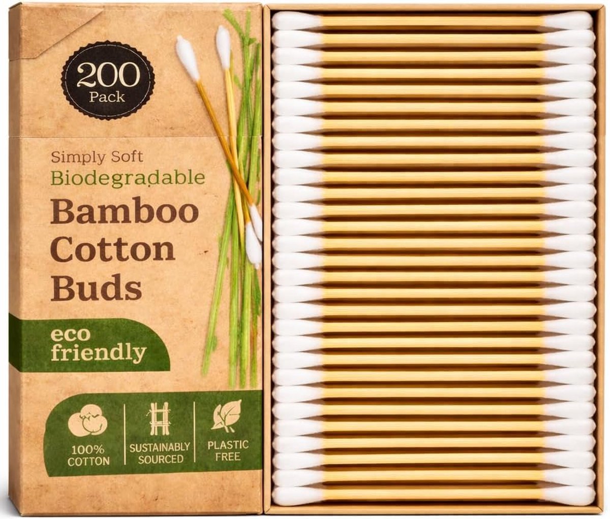 Bamboe Katoen Buds - Oorstokjes Biologisch - Persoonlijke Hygiëne - GOTS Gecertificeerd - 200 Stuks - Natuurlijk
