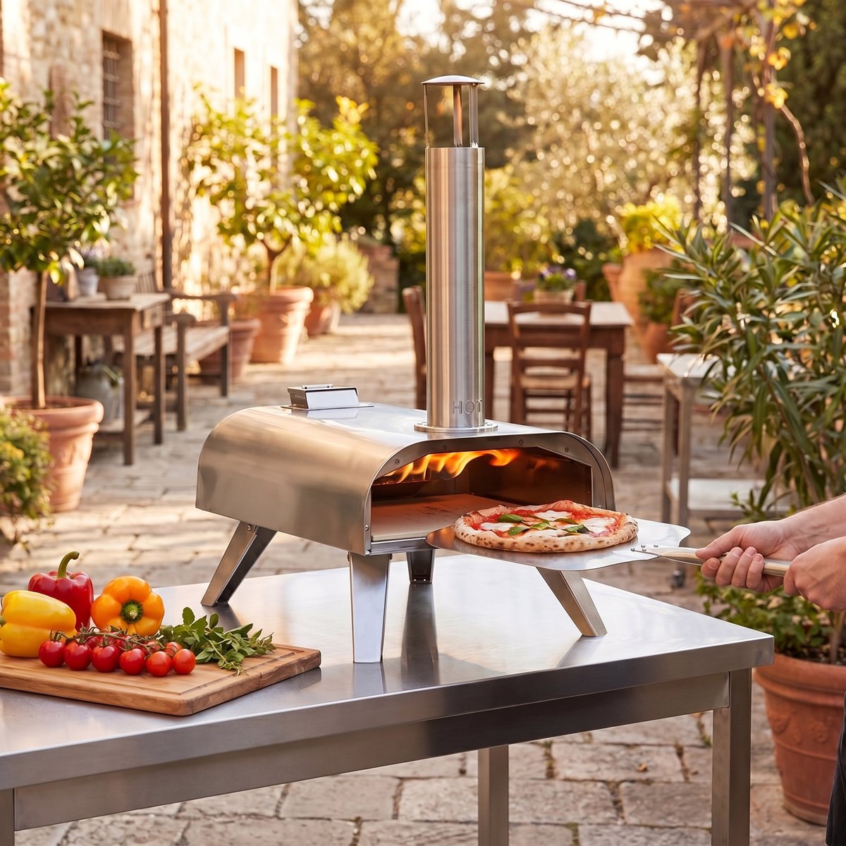 BIG HORN OUTDOORS Pizza Oven - Multi-Fuel Pellet & Gas Pizza Oven - Draagbare Outdoor Pizza Oven met Pizzasteen en Draagtas - Houtgestookt & Propaan Gas - Zwart - 12 Inch – foto 7