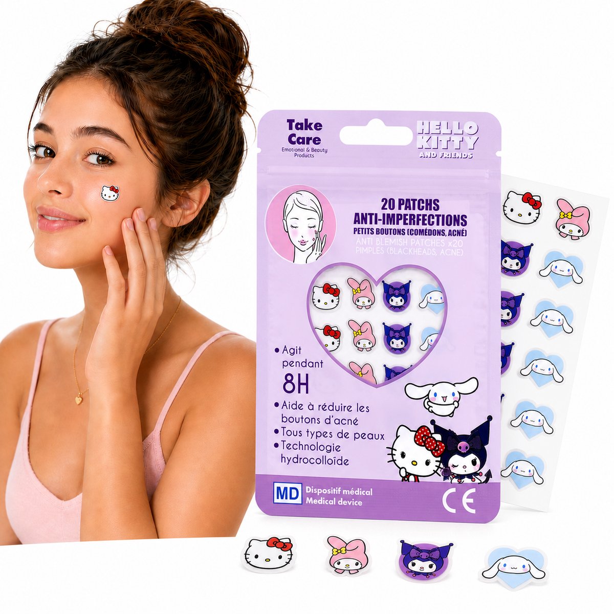 Hello Kitty Friends Pimple Patch - Acne Patch - Pleister - Puistjes Pleister - Verwijdert Mee-eters - Sticker - 20 stuks