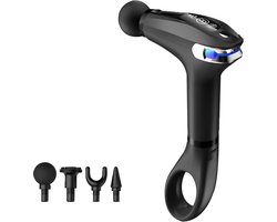 Fascia Gun - Diepweefselmassagepistool - 3200 RPM Impactmassager - Uitgerust met een 18 cm lange handgreep, slim LED-display en therapielampje - Geschikt voor sporters, kantoorpersoneel en voor het herstel van rug- en nekspieren - Zwart