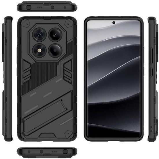 Hoesje Geschikt voor Xiaomi Redmi Note 14 Pro 4G | Shockproof Kickstand Back Cover | Zwart