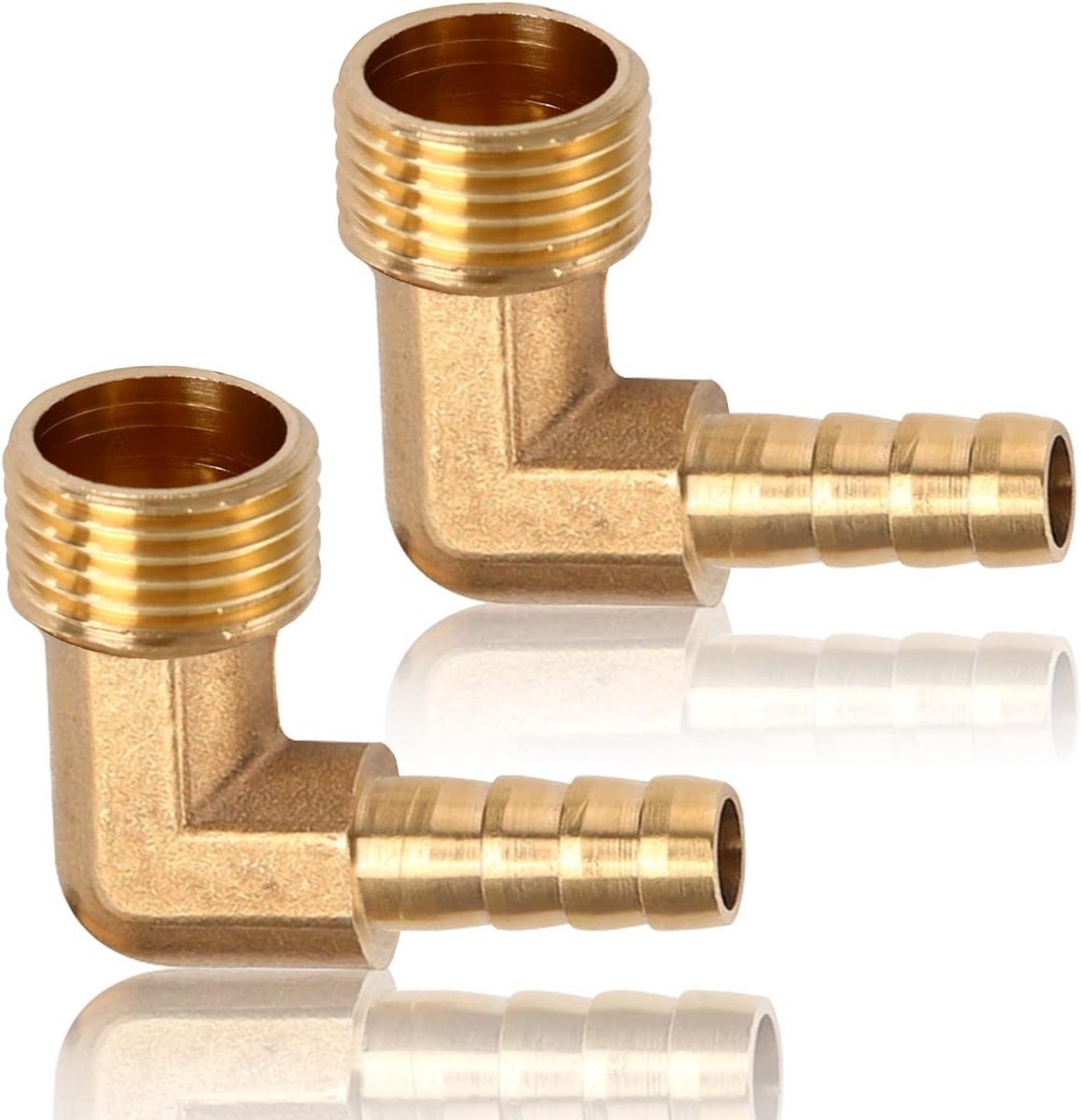 Set van 2 Stuks 3/8 Inch Messing Hoekslangverbinder 90°, Koppeling voor Drinkwater en Sanitair, Geschikt voor Waterleidingen en Tuinslangen
