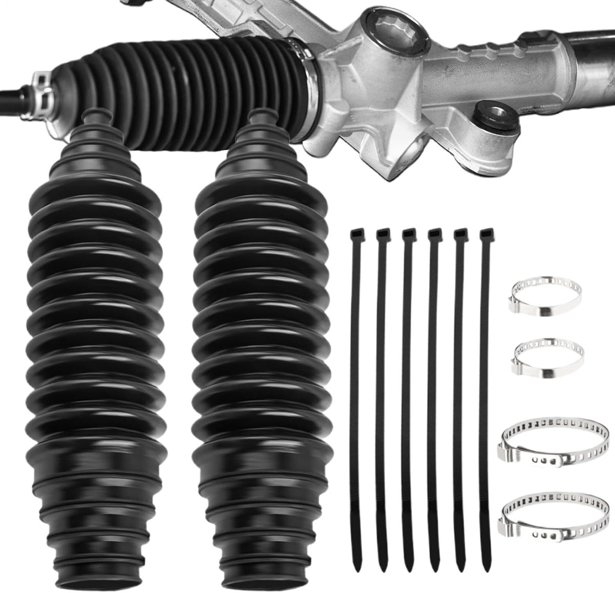 Spanbanden en Klemmen Set - Stuurstang Bescherming - Stuursysteem Reparatie - Stof- en Vochtwerend - 12 Stuks - Zwart