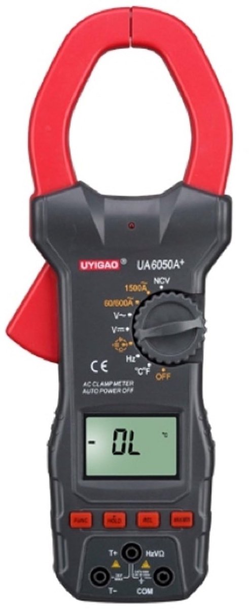 Digitale Stroomtang - Multimeter Tang Ampèremeter - Elektra Installeren - Contactloze Spanning Detectie - Tot 1500A - Zwart