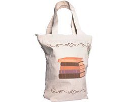 Tote Bag Boeken - Duurzame Studententas van Gerecycled Katoen - Tote bag met Rits en Binnenvak - 35 x 40 cm