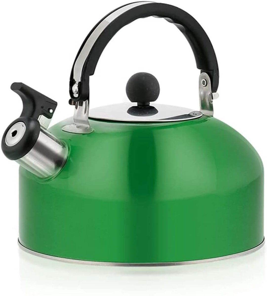 Theepot Roestvrij Staal - Waterkoker Fornuis - Water Koken - Met Fluitje - 2 Liter - Groen