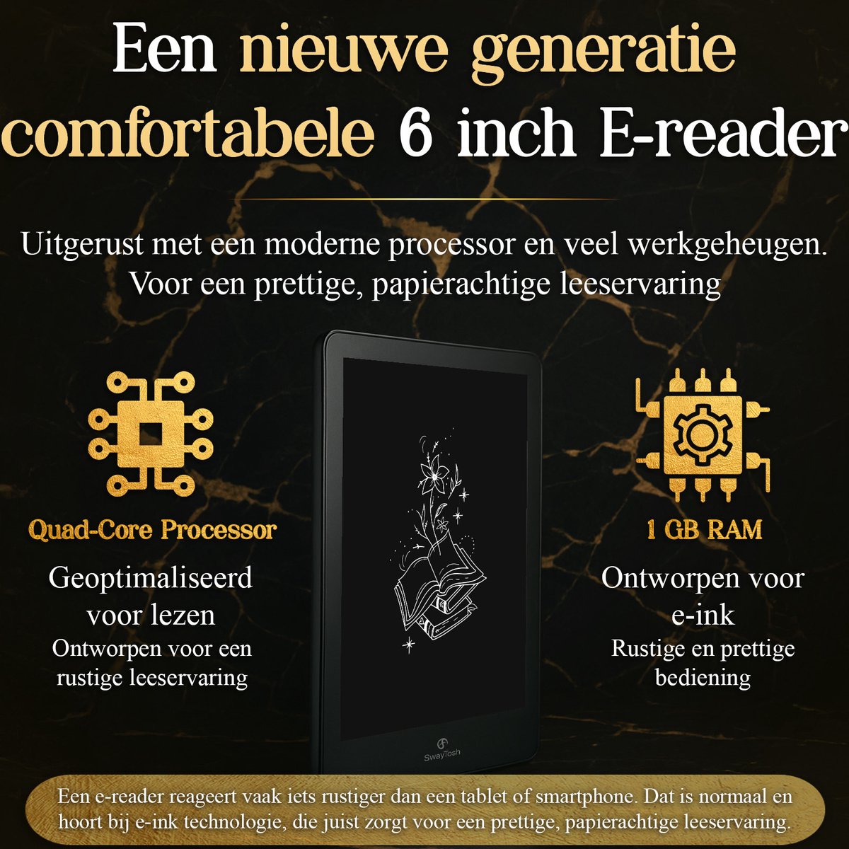 SwayTosh Nova Pro E-Reader 6 inch met Luxe Hoes en Nachtmodus - afbeelding 2