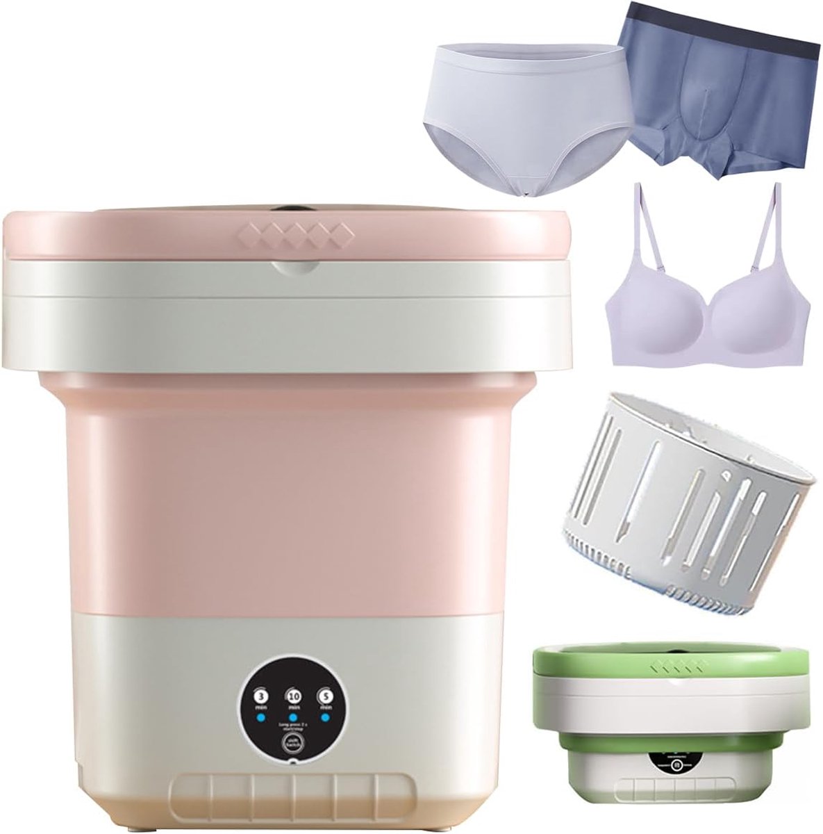 Draagbare Mini Wasmachine Opvouwbare Wasmachine Centrifuge Babykleding Wassen 2-in-1 Wassen Drogen 12 Liter Wit