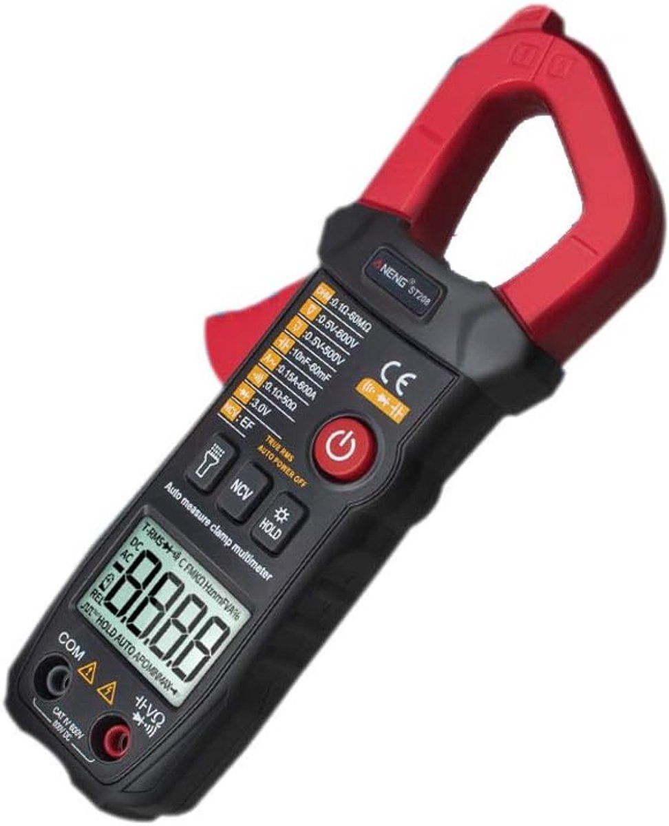 Digitale Stroomtang - Multimeter Tester - Elektrische Metingen - Automatische Scanfunctie - 6000 Counts - Rood