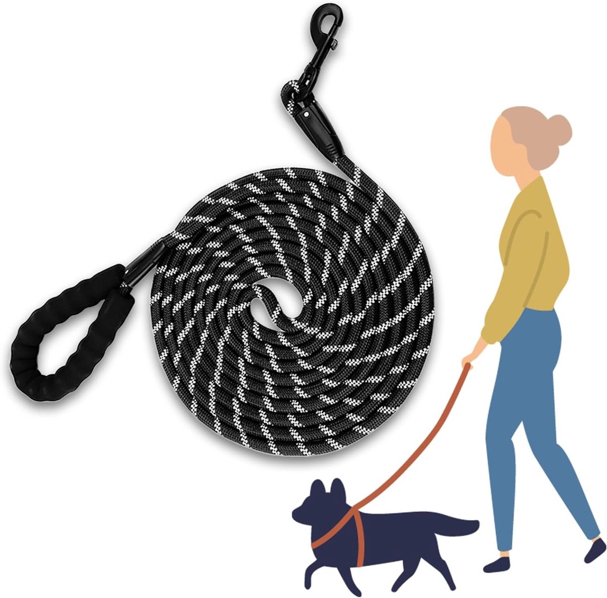 Duurzame en waterdichte nylon hondenriem van 4,5 m voor training van kleine, middelgrote en grote honden