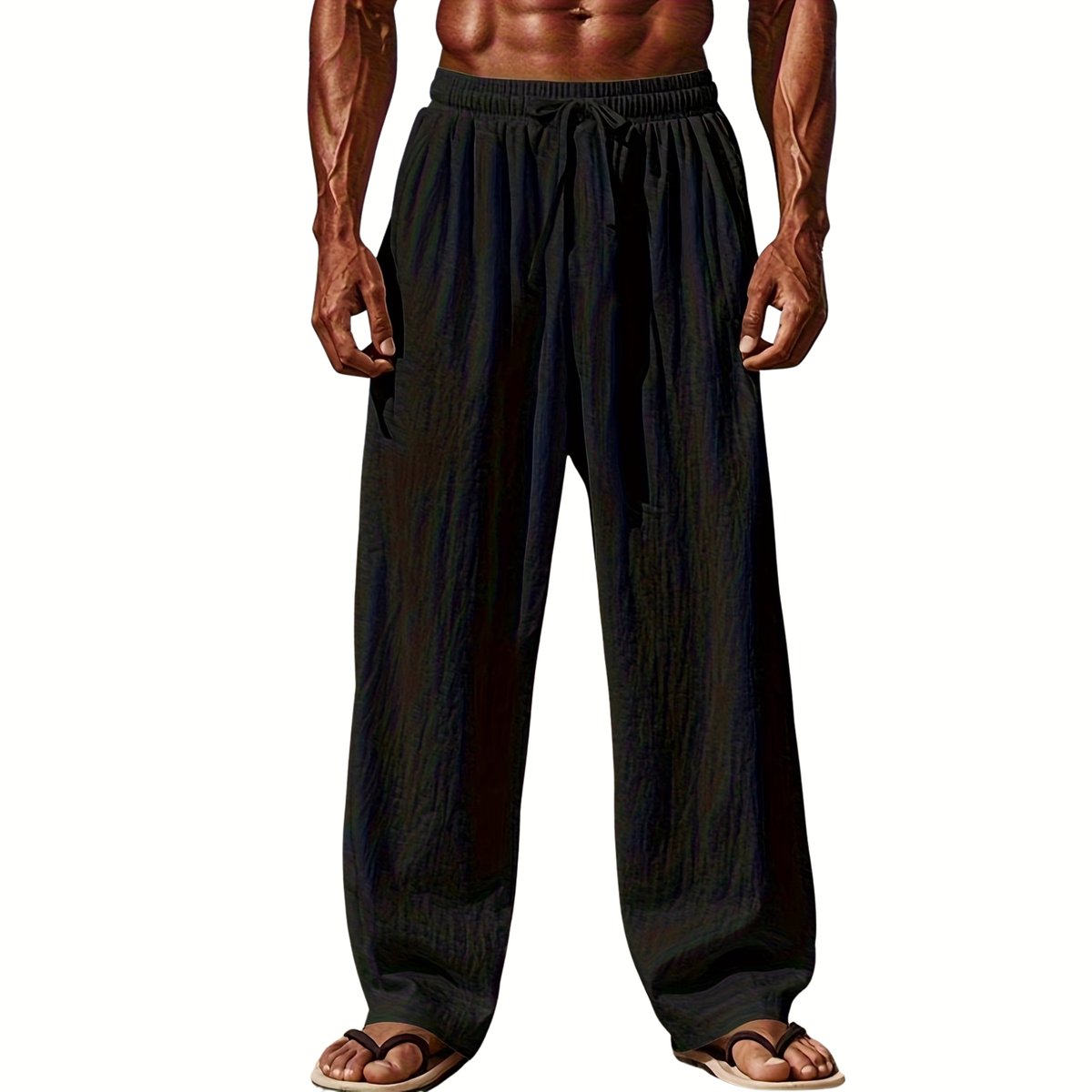 Currero Linnen Broek Heren - Zomerbroek - Volwassenen - Lange Broek - Pantalon - Strandbroek - Zomer - Ibiza Stijl - Zwart XL