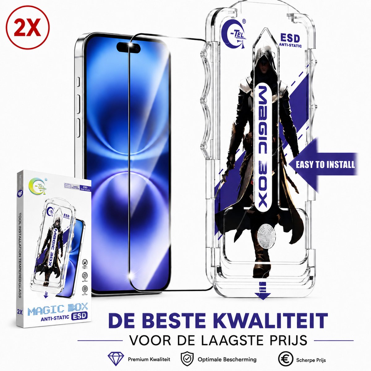 iPhone 13 Pro Max/14 Plus Screenprotector – HD Helder Gehard Glas – Ultra Transparant – 2 Stuks