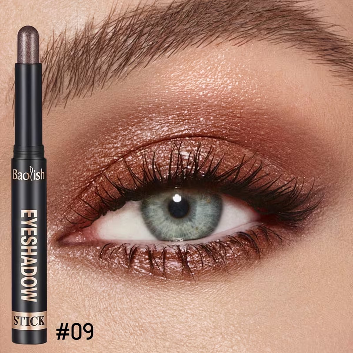 Oogschaduw Stick Koperbruin – Langhoudende Metallic Oogschaduw met Shimmer Finish – Waterproof Eyeshadow Stick