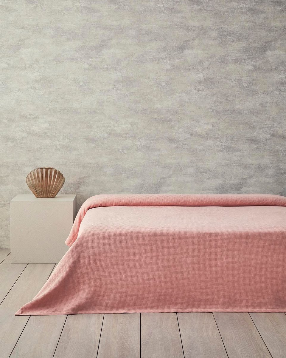English Home - Deken - Bedsprei - Zomerdeken - 100% Katoen - Een Persoons - 150x220 cm – Roze