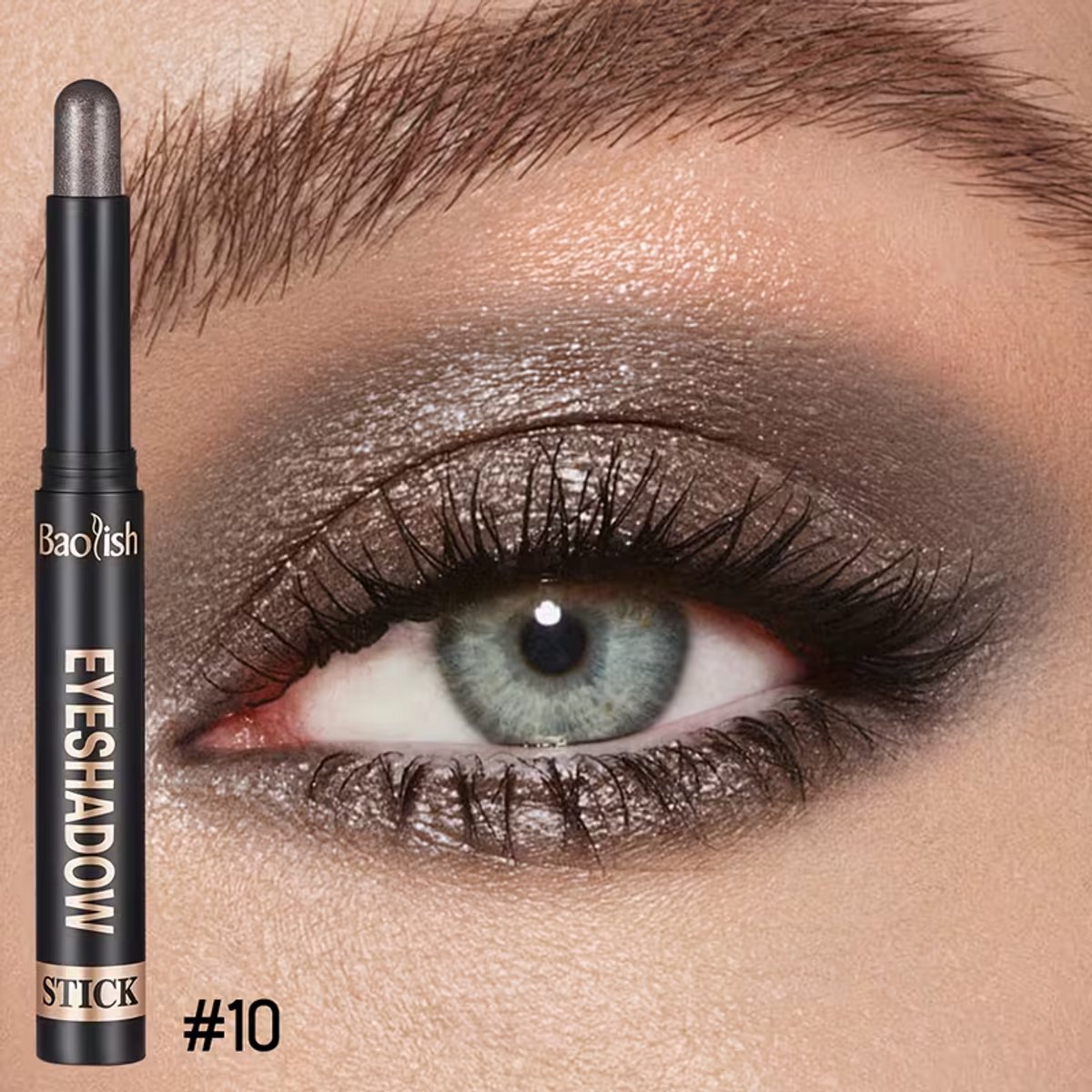 Oogschaduw Stick Donker Taupe – Langhoudende Metallic Oogschaduw met Shimmer Finish – Waterproof Eyeshadow Stick