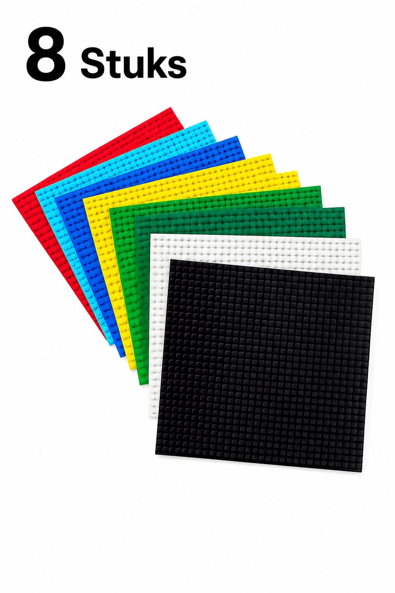 Bouwplaten 25x25 cm - Set van 8 Kleuren - 32x32 Noppen - Compatibel met Lego - Bouwplaat Grondplaat