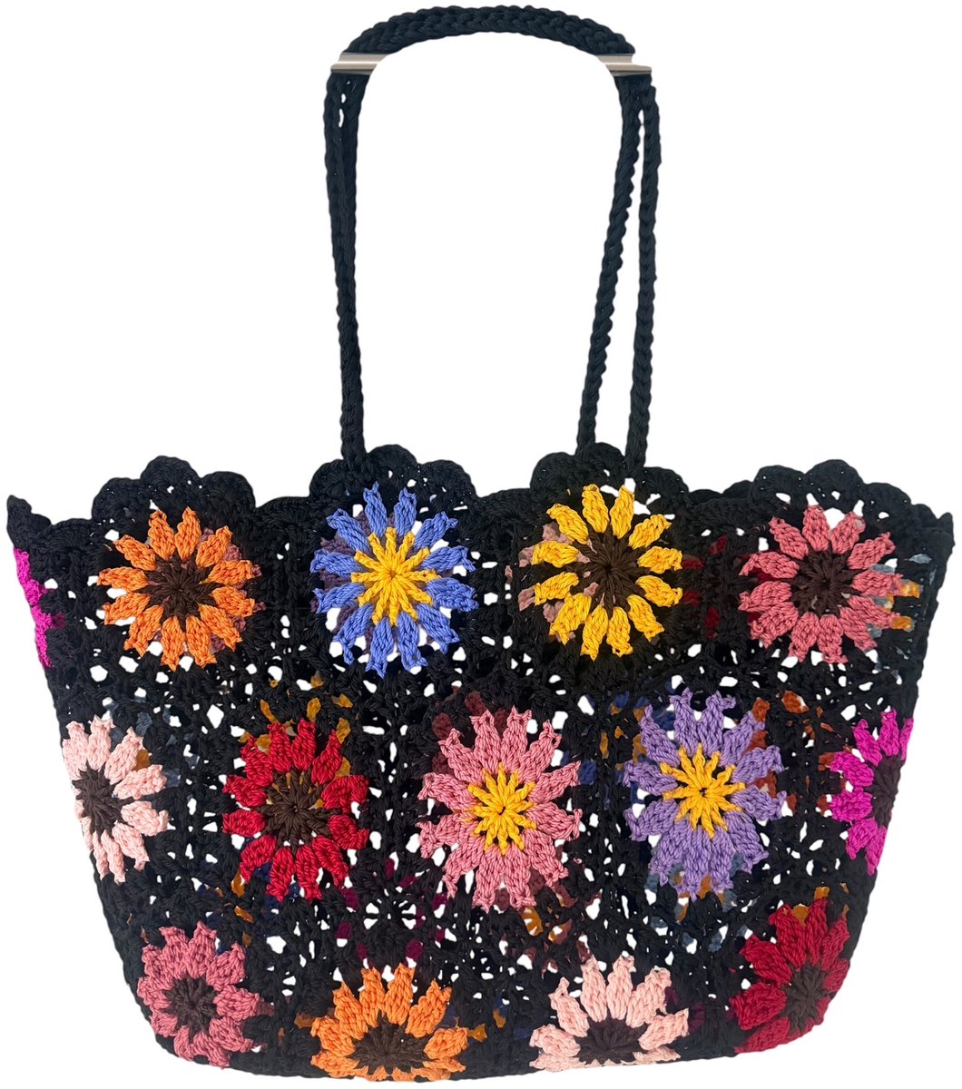 Mandolline Bloemenmand Black met gekleurde bloemen 50x20x30 cm