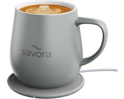 Verwarmde Koffiemok - Zelfverwarmende Beker - Koffie Warm Houden - IntelliHeat Temperatuurregeling - 340 ml - Grijs