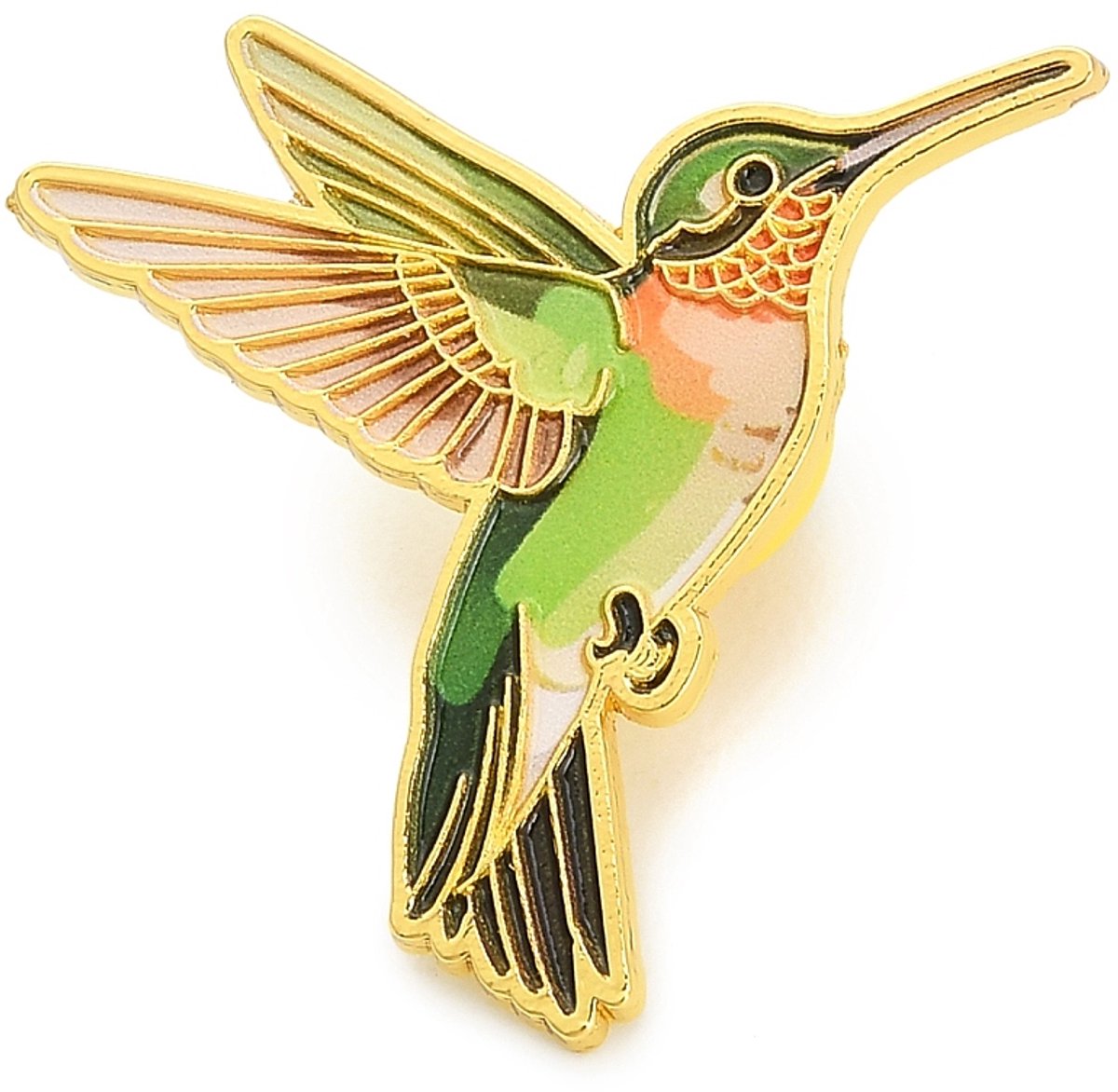 Pin - kolobrie groen - green humming bird - mocking bird - vogel - kledingspeld