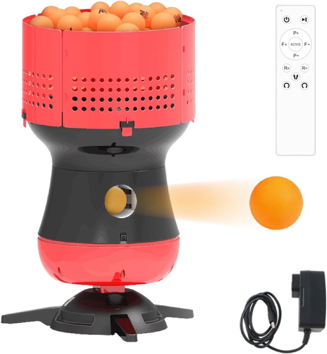 Tafeltennistrainer - Pingpong robot - Verbeteren techniek - Draadloze bediening - 90 ballen - Zwart