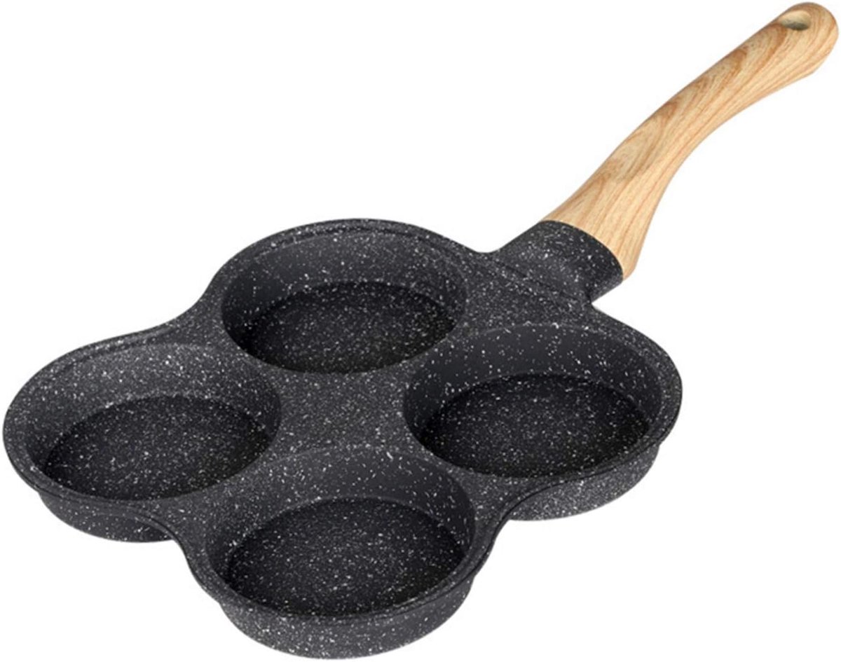 Koekenpan - Gebakken Ei Pan - Snel Koken - Vier Gaten - 36.5 cm - Zwart