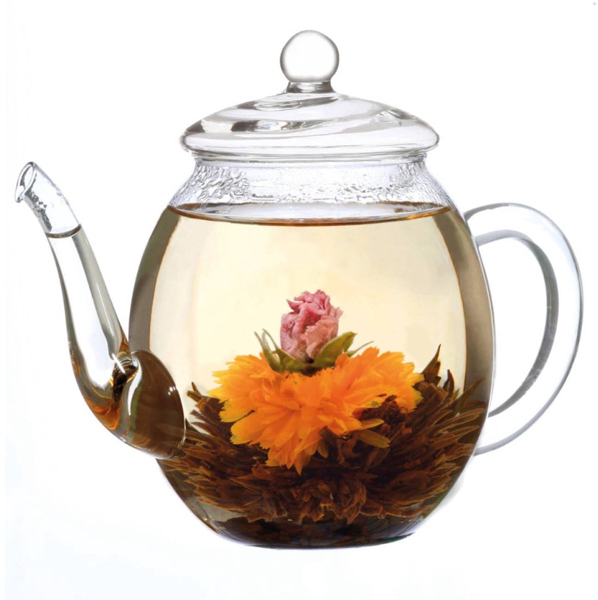 Creano glazen theepot met deksel voor 500ml thee voor theebloemen, theerozen en losse thee evenals theezakjes | hoogwaardig, hittebestendig