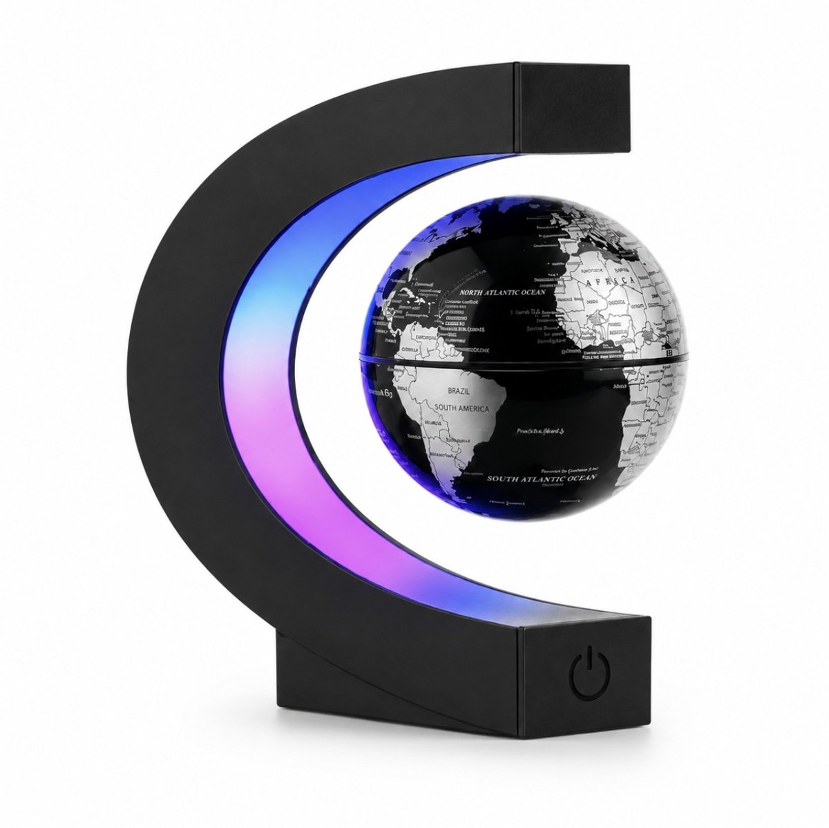 BSS® Magnetische Zwevende Wereldbol met LED Verlichting – C-Vorm Levitatie Globe – Bureau Decoratie, Wereldkaart en Educatief Speelgoed