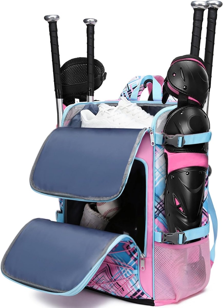 Sportuitrusting Tas - Sporttas Honkbal - Sporten Organiseren - Gespecialiseerde Vakken - 45 Liter Capaciteit - Roze Plaid