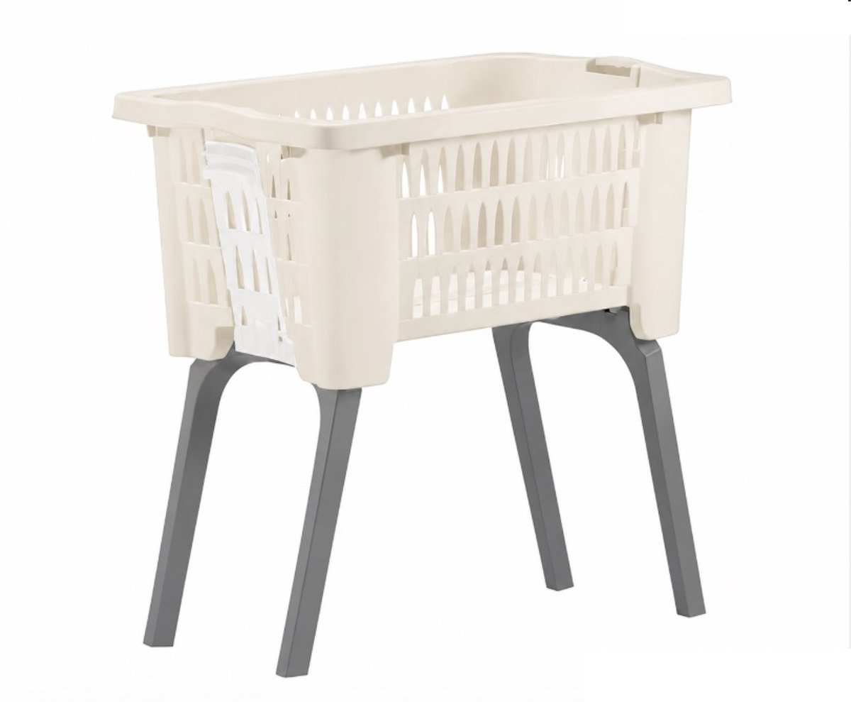 Wasmand op poten creme 38 liter 39 x 59 x 29 cm kunststof