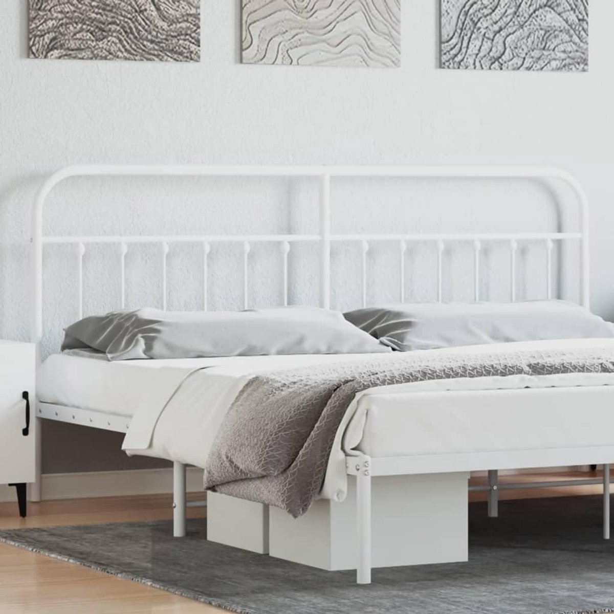 Metalen hoofdeinde - Beddecoratie - Slaapkamer aankleden - Robuuste constructie - 200 cm - Wit