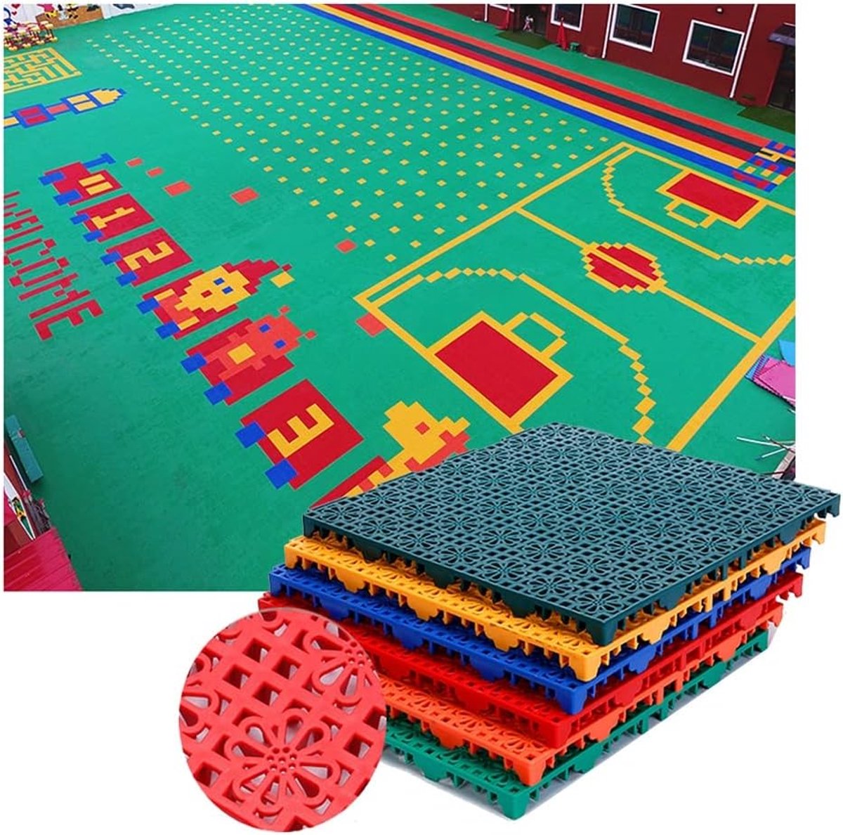 Modulaire vloertegels - Grijpende mat - Buiten sporten - Antislip drainage - 25x25cm 10 stuks - Blauw