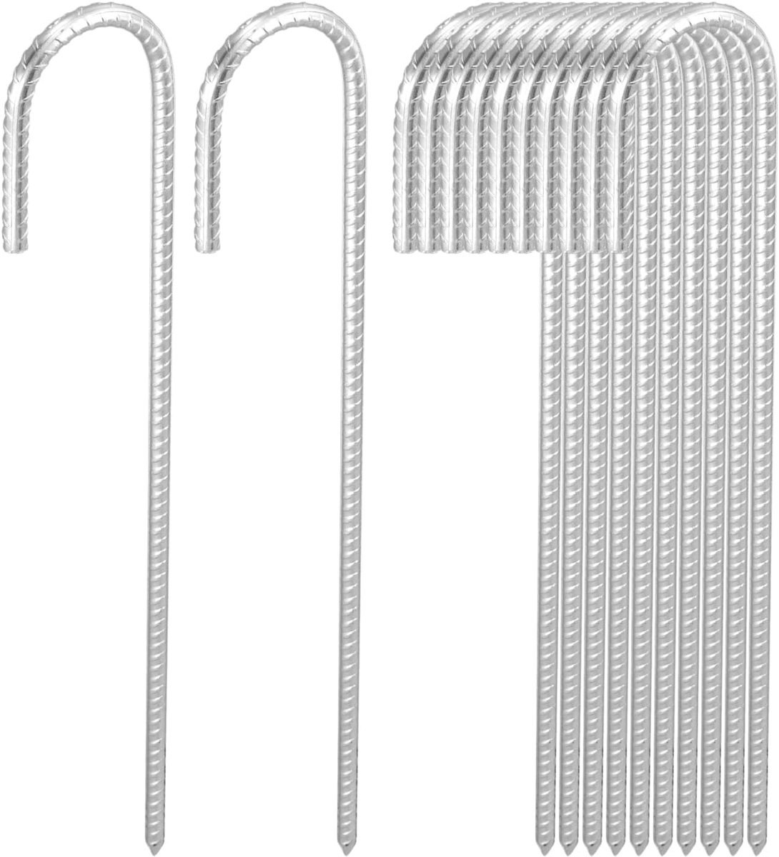 Grond Haken - Metalen Ankers - Buiten Bevestigen - Zwaar Uitvoering - 12 Stuks 40cm - Zilver