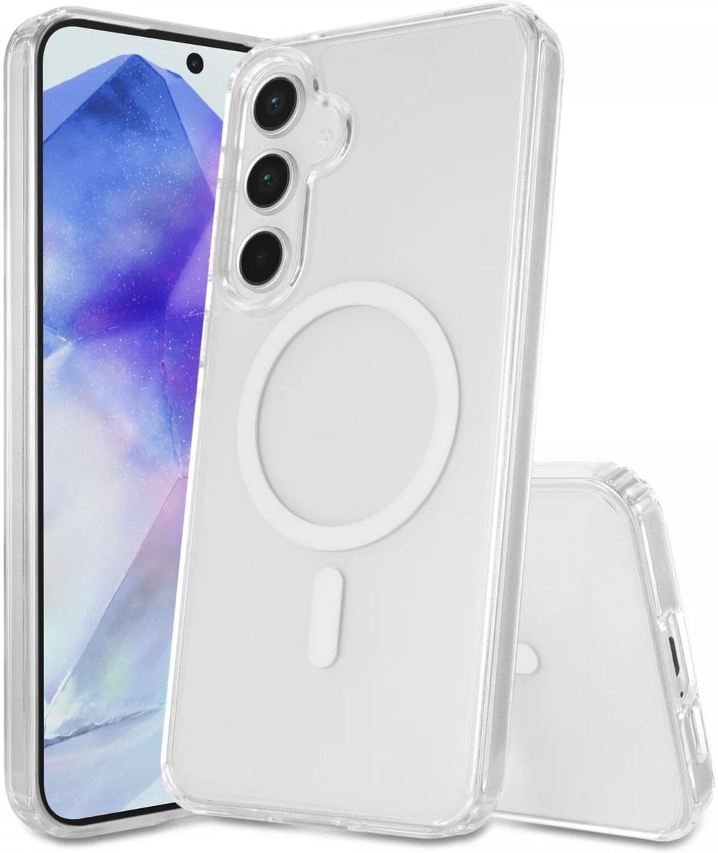 Hoesje Geschikt voor Samsung Galaxy A55 - Compatibel met MagSafe - Hard Back Cover met Magneet - Transparant