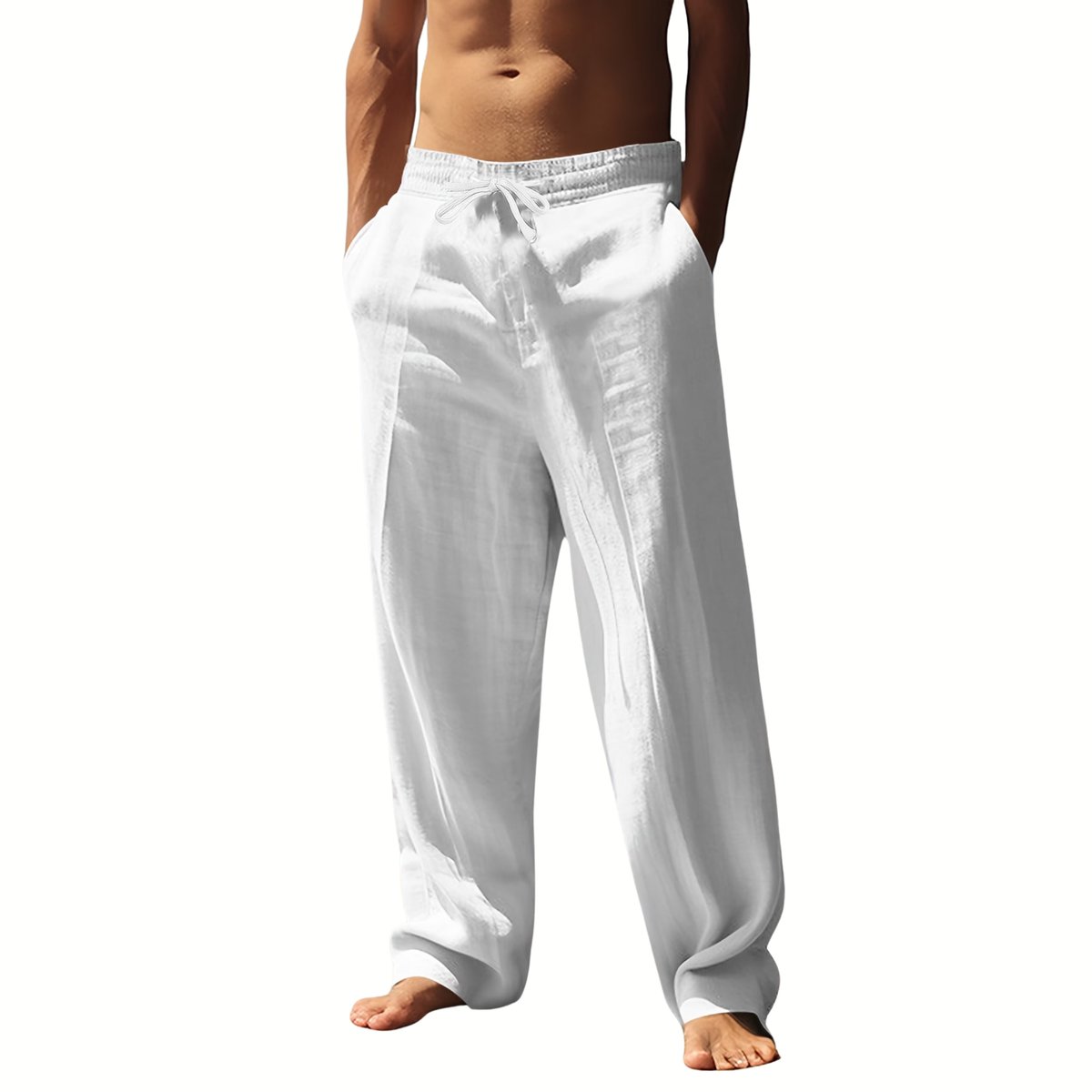 Currero Linnen Broek Heren - Zomerbroek - Volwassenen - Lange Broek - Pantalon - Strandbroek - Zomer - Ibiza Stijl - Wit XL
