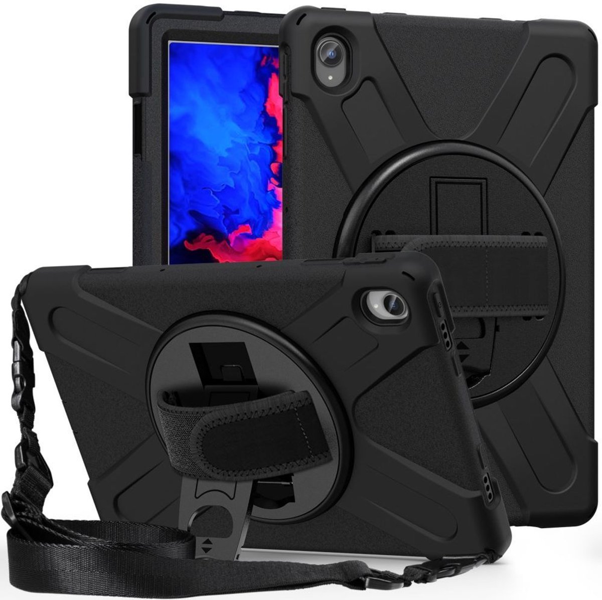 Lenovo Tab P11 / P11 Plus Hoes 360 Graden Kickstand Back Cover Zwart