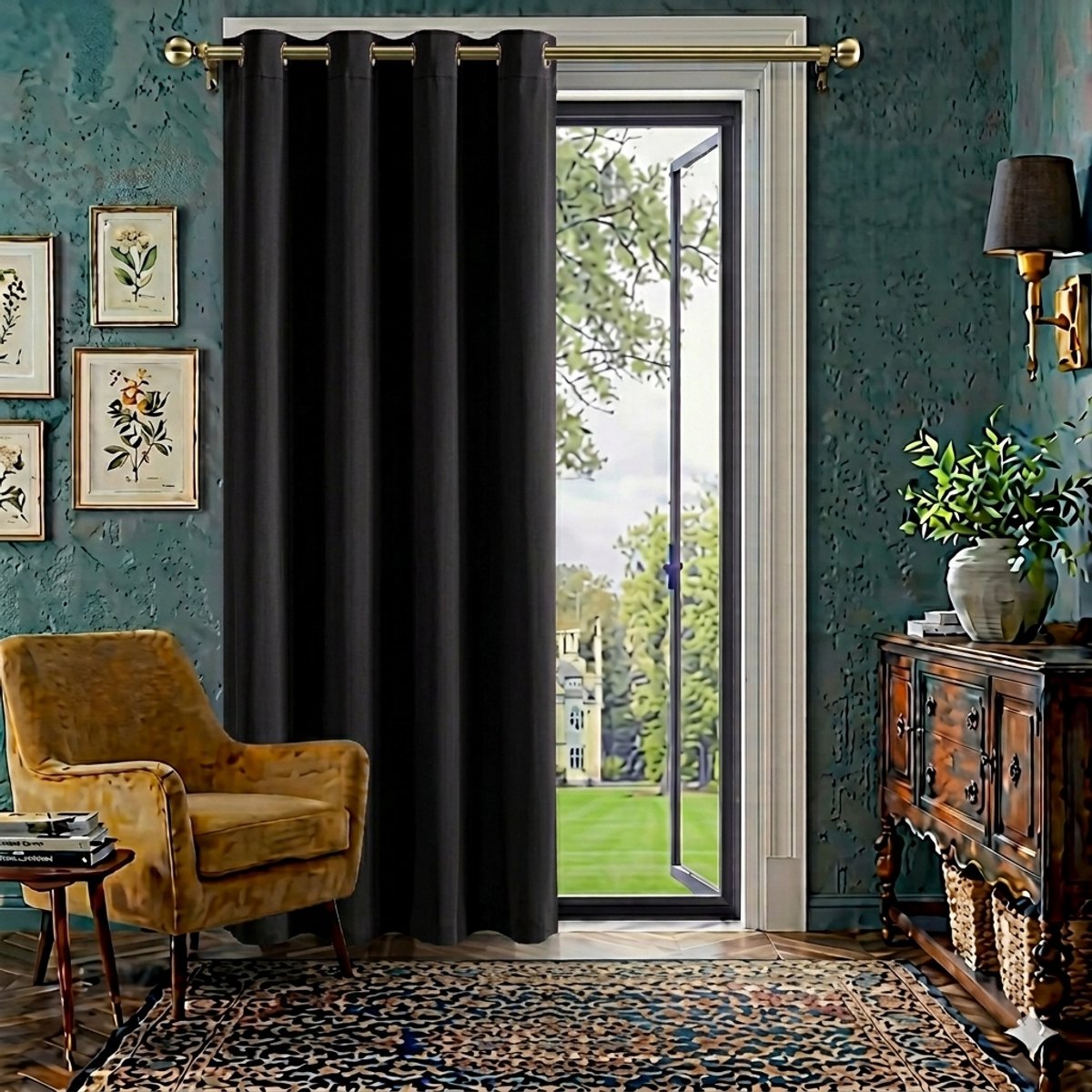 Maison Elara Thermisch Verduisterend Gordijn met Oogjes - 132x210 cm - Zwart - Maison Elara