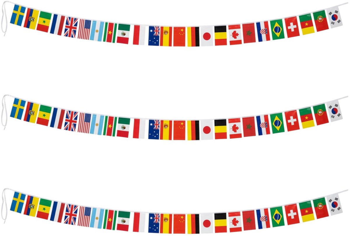 Bellatio Decorations Internationale vlaggenlijn - 3x - 5m - polyester -