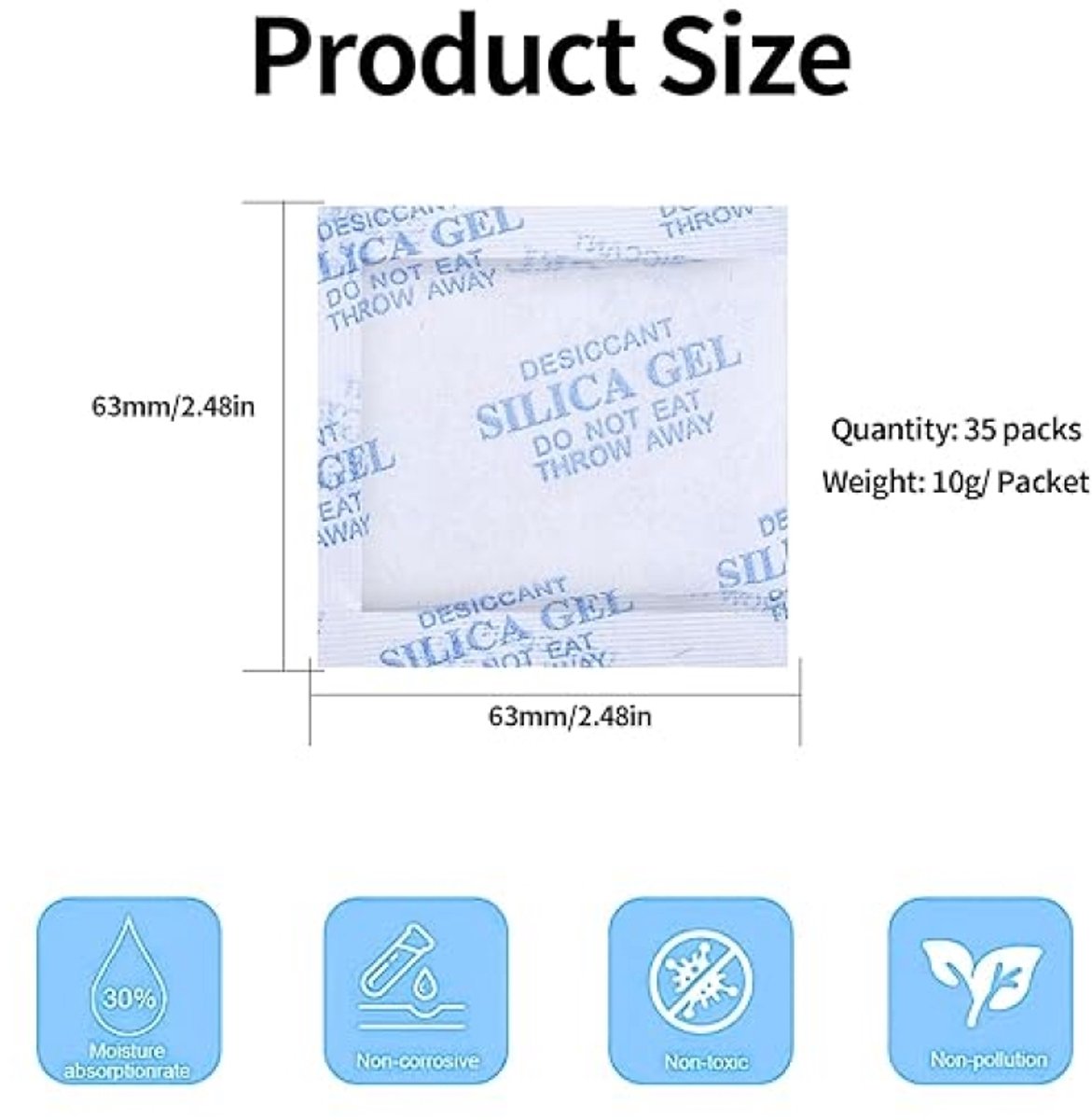 35 stuks silicagel zakjes 10g - Vochtvreters voor kleding, schoenen, elektronica en kasten