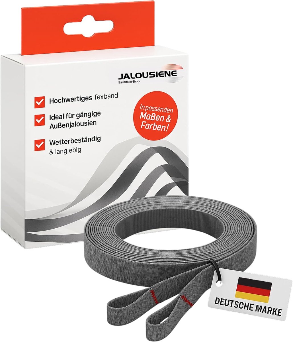 Jalousiene® Texture Band for Outdoor Blinds 8 x 0.33 mm – Pick Up Tape with 2 Loops (350 cm, Grey) – UV-Resistant - ShopVlot