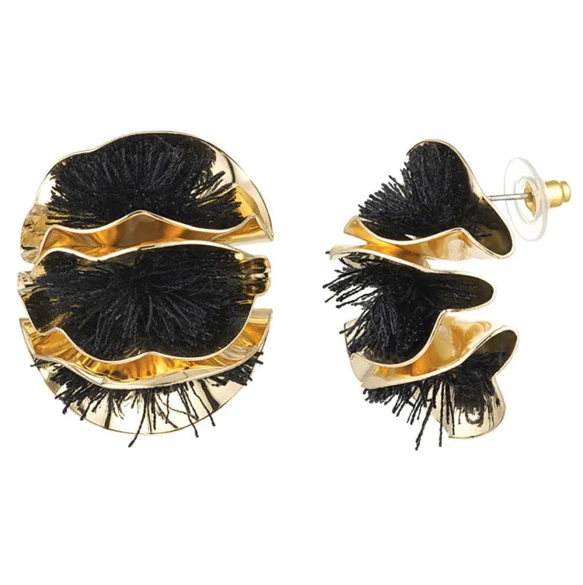 Yehwang Oorbellen Colourful Flower Statement goud zwart