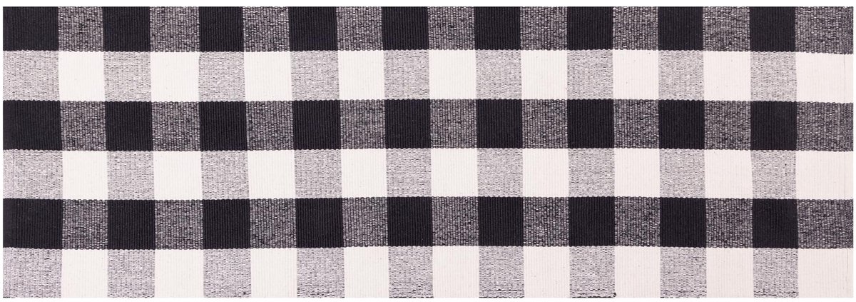 RAJRANG BRINGING RAJASTHAN TO YOU Katoen - Omkeerbaar Geruit Tapijt 61 x 183 cm Boho Machine Wasbaar Buffelkar Plaid - ShopVlot