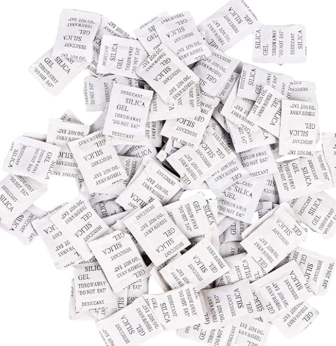 200x silicagel droogmiddelzakjes 1g - vochtvreters voor kleding, schoenen, elektronica, voedsel - luchtontvochtiger
